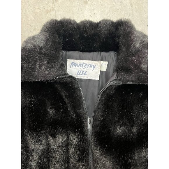 Vintage Monterey Fashions Faux Fur Mink Bomber Style Short Winter Coat Sz 12 Wmn - Picture 2 of 10